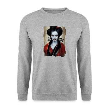 Geisha Vampire - Sweat-shirt Unisexe - gris chiné - Devant - Alina (178cm) & Michal (187cm)