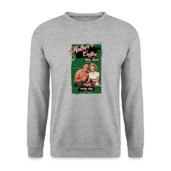 Mother`s coffee - Unisex Pullover - Weißgrau meliert - Vorne - Alina (178cm) & Michal (187cm)