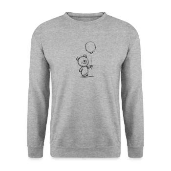 nounours et ballon, ourson mignon, ours en peluche - Sweat-shirt Unisexe - gris chiné - Devant - Alina (178cm) & Michal (187cm)