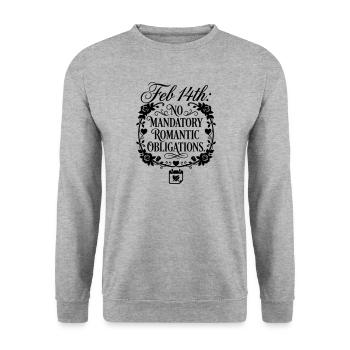 Obligation de la Saint-Valentin - Citation drôle - Sweat-shirt Unisexe - gris chiné - Devant - Alina (178cm) & Michal (187cm)