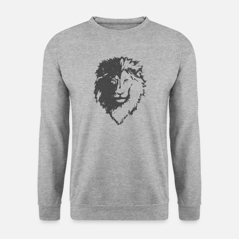 Löwe Silhouette - Unisex Pullover - Weißgrau meliert