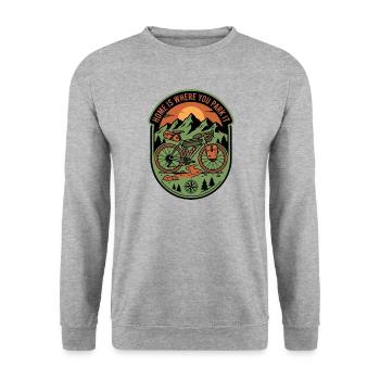 La maison, c’est là où on le gare Gravel Bike - Sweat-shirt Unisexe - gris chiné - Devant - Alina (178cm) & Michal (187cm)