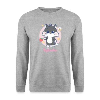 Looney Tunes X Gokko Sylvester Mit Sternchen - Unisex Pullover - Weißgrau meliert - Vorne - Alina (178cm) & Michal (187cm)