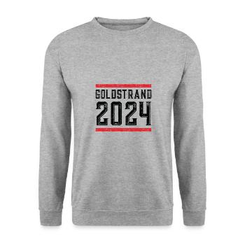 Goldstrand 2024 - Unisex Pullover - Weißgrau meliert - Vorne - Alina (178cm) & Michal (187cm)
