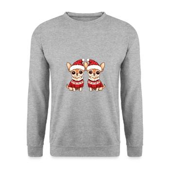 Équipe de Noël du chien Chihuahua - Sweat-shirt Unisexe - gris chiné - Devant - Alina (178cm) & Michal (187cm)