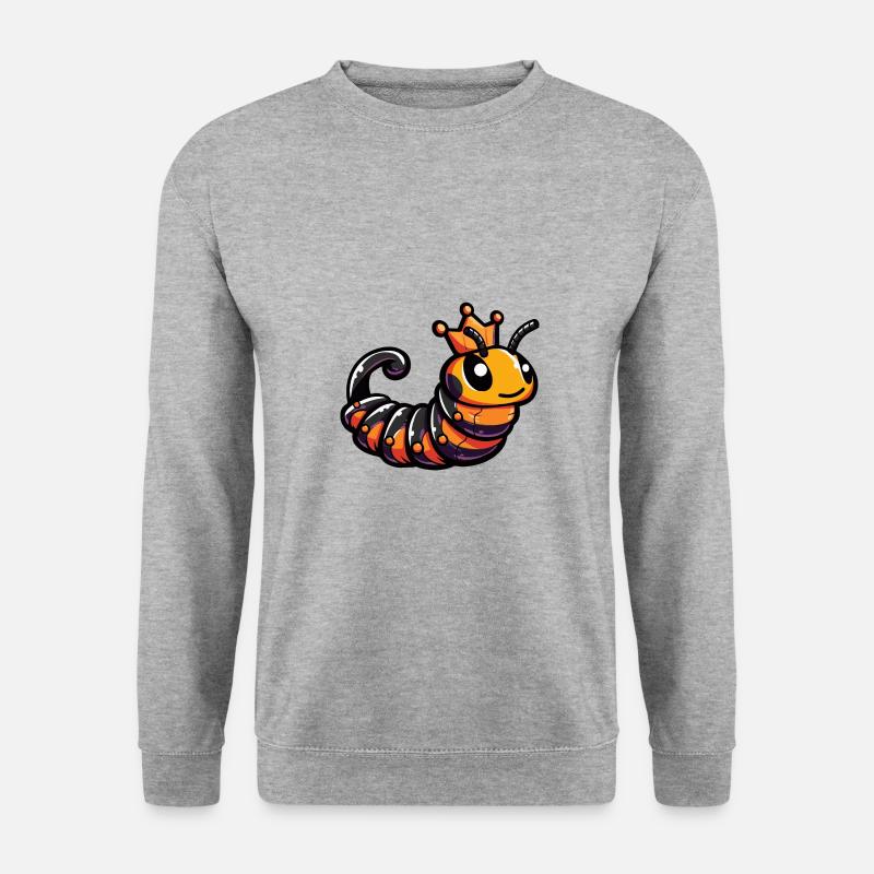 Wurm Comic Krone - Unisex Pullover - Weißgrau meliert