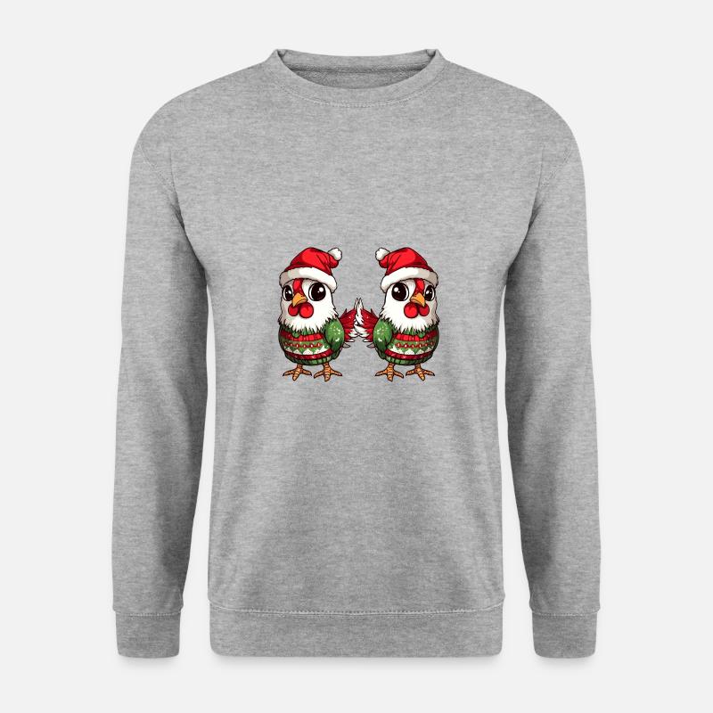 Hahn Weihnachten Team - Unisex Pullover - Weißgrau meliert