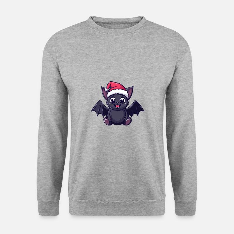 Fledermaus Weihnachten Niedlich - Unisex Pullover - Weißgrau meliert