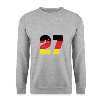 27 Numéro Jersey Allemagne - Sweat-shirt Unisexe - gris chiné - Devant - Alina (178cm) & Michal (187cm)