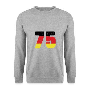 75 Numéro Jersey Allemagne - Sweat-shirt Unisexe - gris chiné - Devant - Alina (178cm) & Michal (187cm)