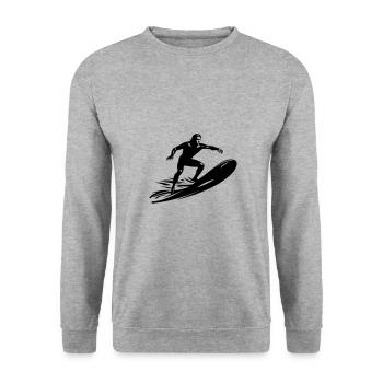 Surfer Man Icon - Unisex Sweatshirt - salt & pepper - Front - Alina (178cm) & Michal (187cm)