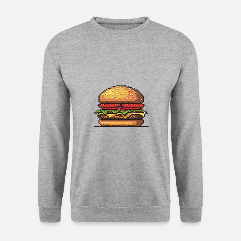Burger Pixel Gamer - Unisex Pullover - Weißgrau meliert