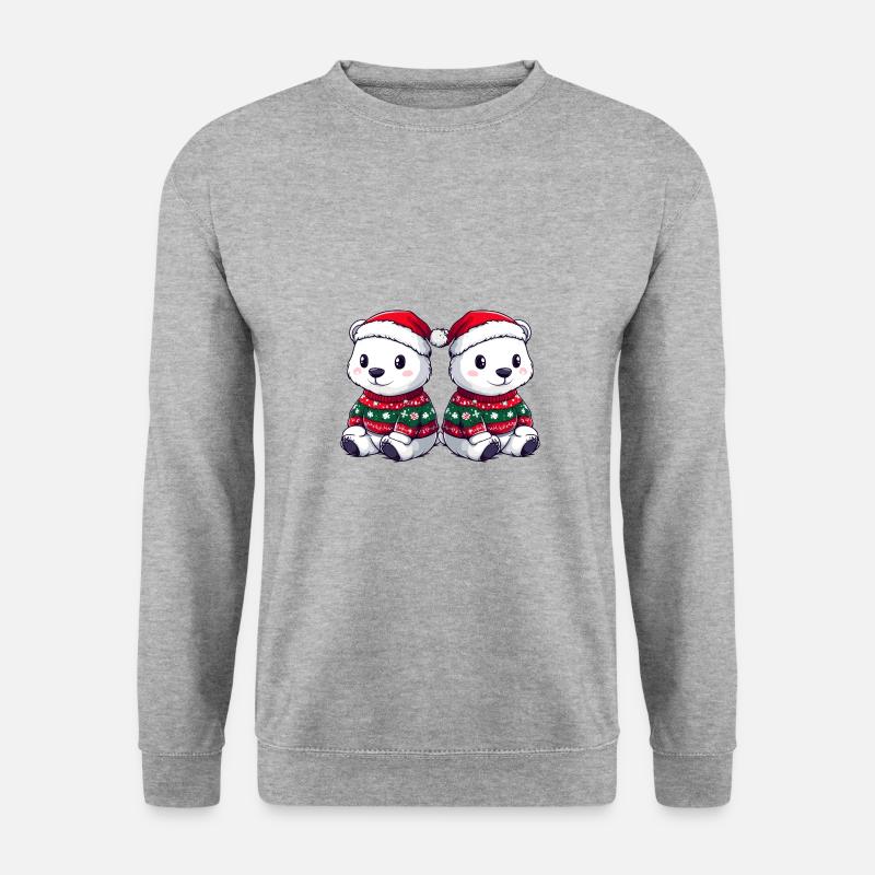 Eisbär Weihnachten Team - Unisex Pullover - Weißgrau meliert