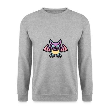 Fledermaus Halloween Comic Lustig - Unisex Pullover - Weißgrau meliert - Vorne - Alina (178cm) & Michal (187cm)