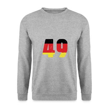 49 Numéro Jersey Allemagne - Sweat-shirt Unisexe - gris chiné - Devant - Alina (178cm) & Michal (187cm)