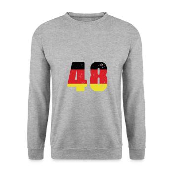 48 Numéro Jersey Allemagne - Sweat-shirt Unisexe - gris chiné - Devant - Alina (178cm) & Michal (187cm)