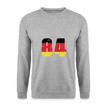 84 Numéro Jersey Allemagne - Sweat-shirt Unisexe - gris chiné - Devant - Alina (178cm) & Michal (187cm)