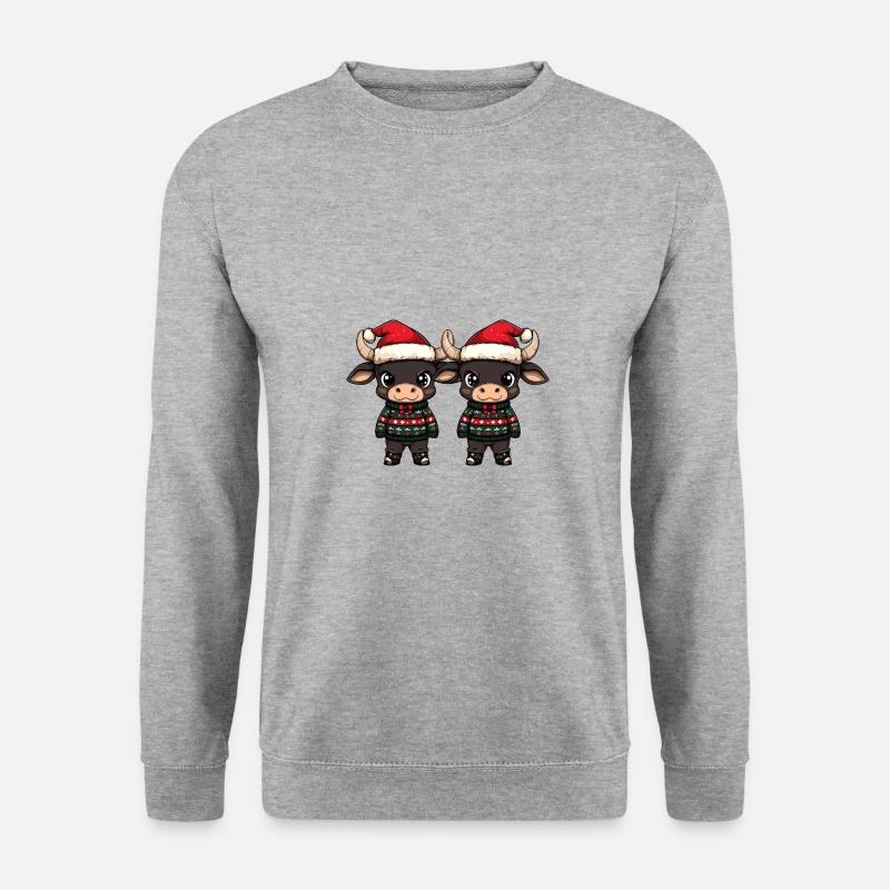 Stier Weihnachten Team - Unisex Pullover - Weißgrau meliert