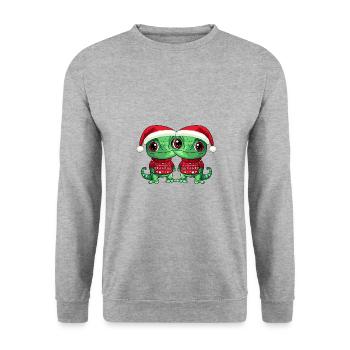 L’équipe de Noël Caméléon - Sweat-shirt Unisexe - gris chiné - Devant - Alina (178cm) & Michal (187cm)
