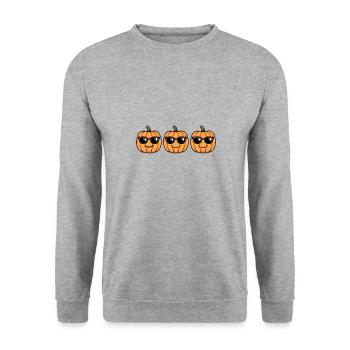 Citrouille Halloween Cool - Sweat-shirt Unisexe - gris chiné - Devant - Alina (178cm) & Michal (187cm)