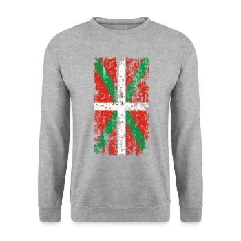 Worn Basque Country flag. Ikurriña. - Unisex Sweatshirt - salt & pepper - Front - Alina (178cm) & Michal (187cm)