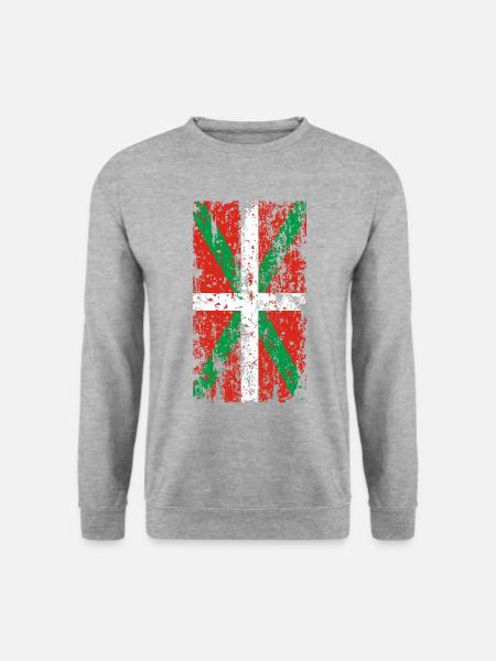 Drapeau Pays Basque usé. Ikurriña. - Sweat-shirt Unisexe - gris chiné