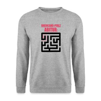 Abitur Abschluss Prüfung Sprüche lustig Abi Pfalz - Unisex Pullover - Weißgrau meliert - Vorne - Alina (178cm) & Michal (187cm)