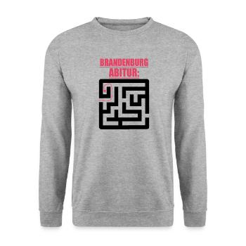 Abitur Abschluss Prüfung Sprüche lustig Brandenbur - Unisex Pullover - Weißgrau meliert - Vorne - Alina (178cm) & Michal (187cm)