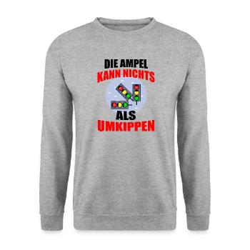 Ampel Regierung Scholz Baerbock Habeck Grüne SPD - Unisex Pullover - Weißgrau meliert - Vorne - Alina (178cm) & Michal (187cm)