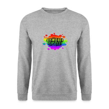AfD stoppen gegen rechts Demokratie verteidigen - Unisex Pullover - Weißgrau meliert - Vorne - Alina (178cm) & Michal (187cm)