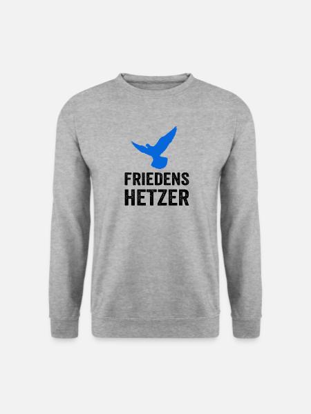 FRIEDENSHETZER mit Friedenstaube - Unisex Pullover - Weißgrau meliert