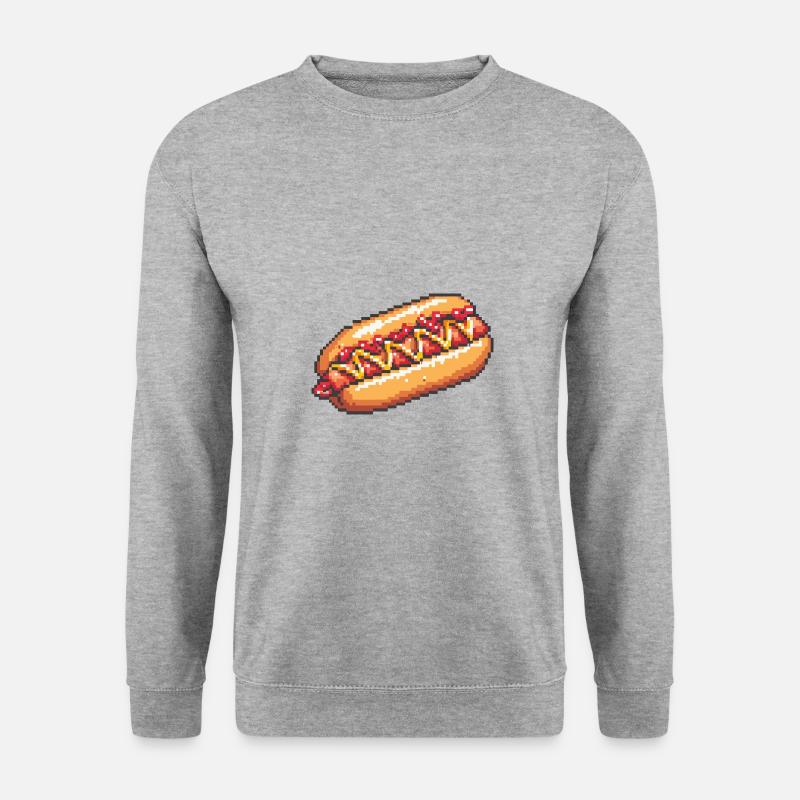 Hotdog Pixel Gamer - Unisex Pullover - Weißgrau meliert