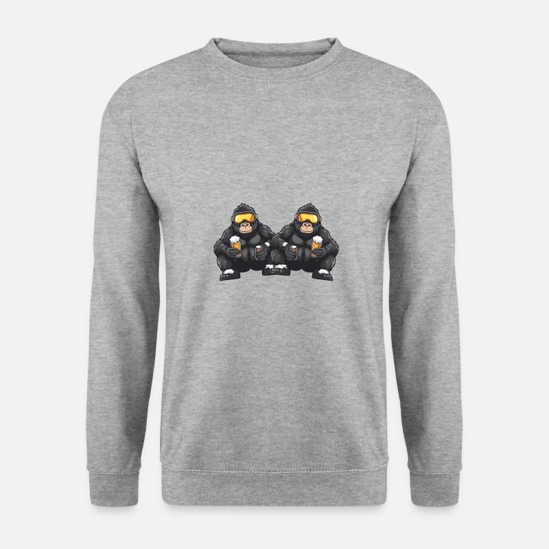 Gorilla Ski Team Bier - Unisex Pullover - Weißgrau meliert