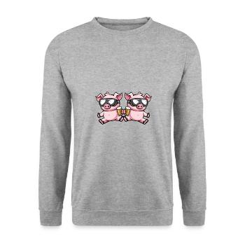 Pig Ski Team Bière - Sweat-shirt Unisexe - gris chiné - Devant - Alina (178cm) & Michal (187cm)