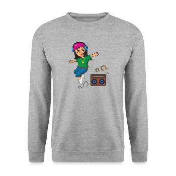 Hip Hop Girl Dances With Ghetto Blaster Breakdance - Unisex Sweatshirt - salt & pepper - Front - Alina (178cm) & Michal (187cm)