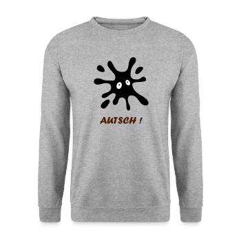 black spot with eyes - Ouch - Unisex Sweatshirt - salt & pepper - Front - Alina (178cm) & Michal (187cm)