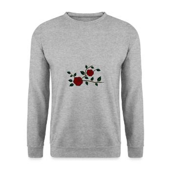 Branche de rose avec des fleurs - Sweat-shirt Unisexe - gris chiné - Devant - Alina (178cm) & Michal (187cm)