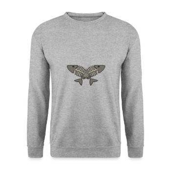 arête de hareng - Sweat-shirt Unisexe - gris chiné - Devant - Alina (178cm) & Michal (187cm)