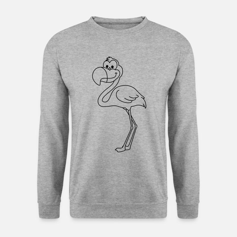Flamingo Comic Tier - Unisex Pullover - Weißgrau meliert