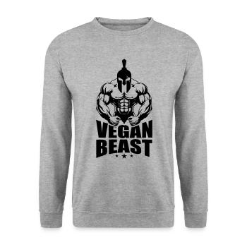 Bête végétalienne spartiate - Sweat-shirt Unisexe - gris chiné - Devant - Alina (178cm) & Michal (187cm)