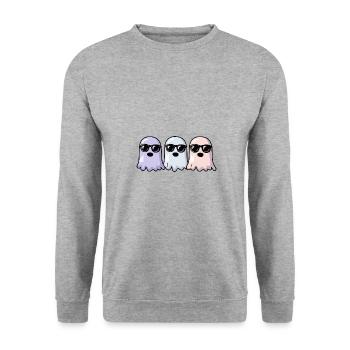 Geister Halloween - Unisex Pullover - Weißgrau meliert - Vorne - Alina (178cm) & Michal (187cm)