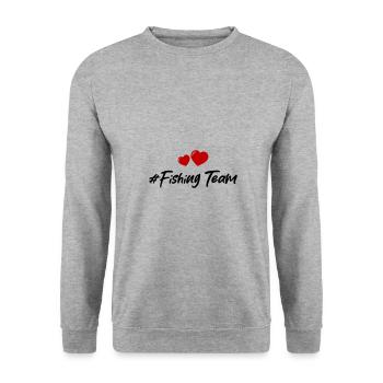 fishing team herz - Unisex Pullover - Weißgrau meliert - Vorne - Alina (178cm) & Michal (187cm)