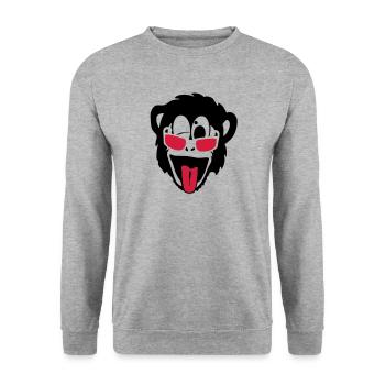 Affe Gorilla Affenkopf Lünette glass2 - Unisex Pullover - Weißgrau meliert - Vorne - Alina (178cm) & Michal (187cm)