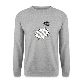 Es ruckelt immer ein wenig wenn das Leben ... - Unisex Pullover - Weißgrau meliert - Vorne - Alina (178cm) & Michal (187cm)