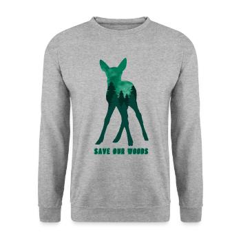 "Save Our Woods - Unisex Sweatshirt - salt & pepper - Front - Alina (178cm) & Michal (187cm)