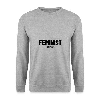 Feminist as fuck - Unisex Pullover - Weißgrau meliert - Vorne - Alina (178cm) & Michal (187cm)