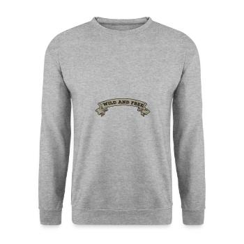 Wild and Free Banner - Unisex Pullover - Weißgrau meliert - Vorne - Alina (178cm) & Michal (187cm)