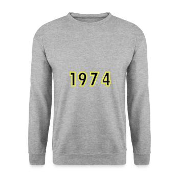 1974 Year Birthday - Unisex Sweatshirt - salt & pepper - Front - Alina (178cm) & Michal (187cm)