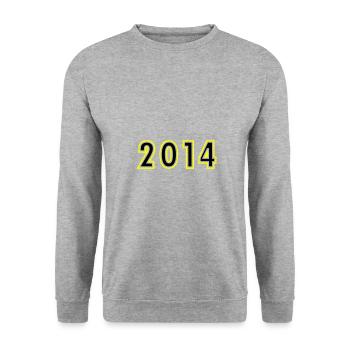 2014 Jahr Geburtstag - Unisex Pullover - Weißgrau meliert - Vorne - Alina (178cm) & Michal (187cm)