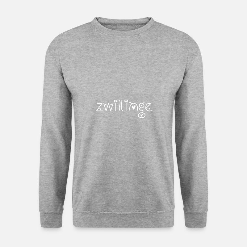 Zwillinge - Unisex Pullover - Weißgrau meliert